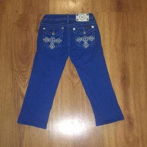 Royal blue kids Miss Me capri jeans size 12